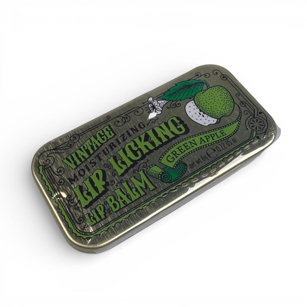 Tinte Cosmetics GREEN APPLE Lip Licking Lip Balm Vintage Moisturizing Slider Tin